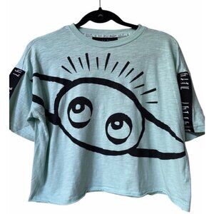 Star Wars Women's Baby Yoda Grogu Graphic Crop T Shirt Protect At All Costs Sz S